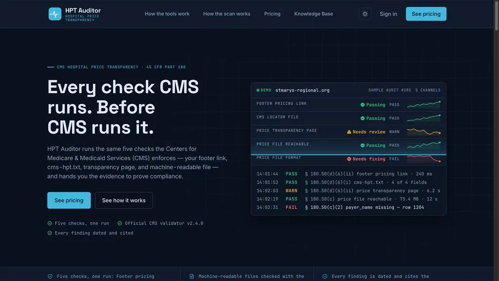 HPT Auditor — homepage